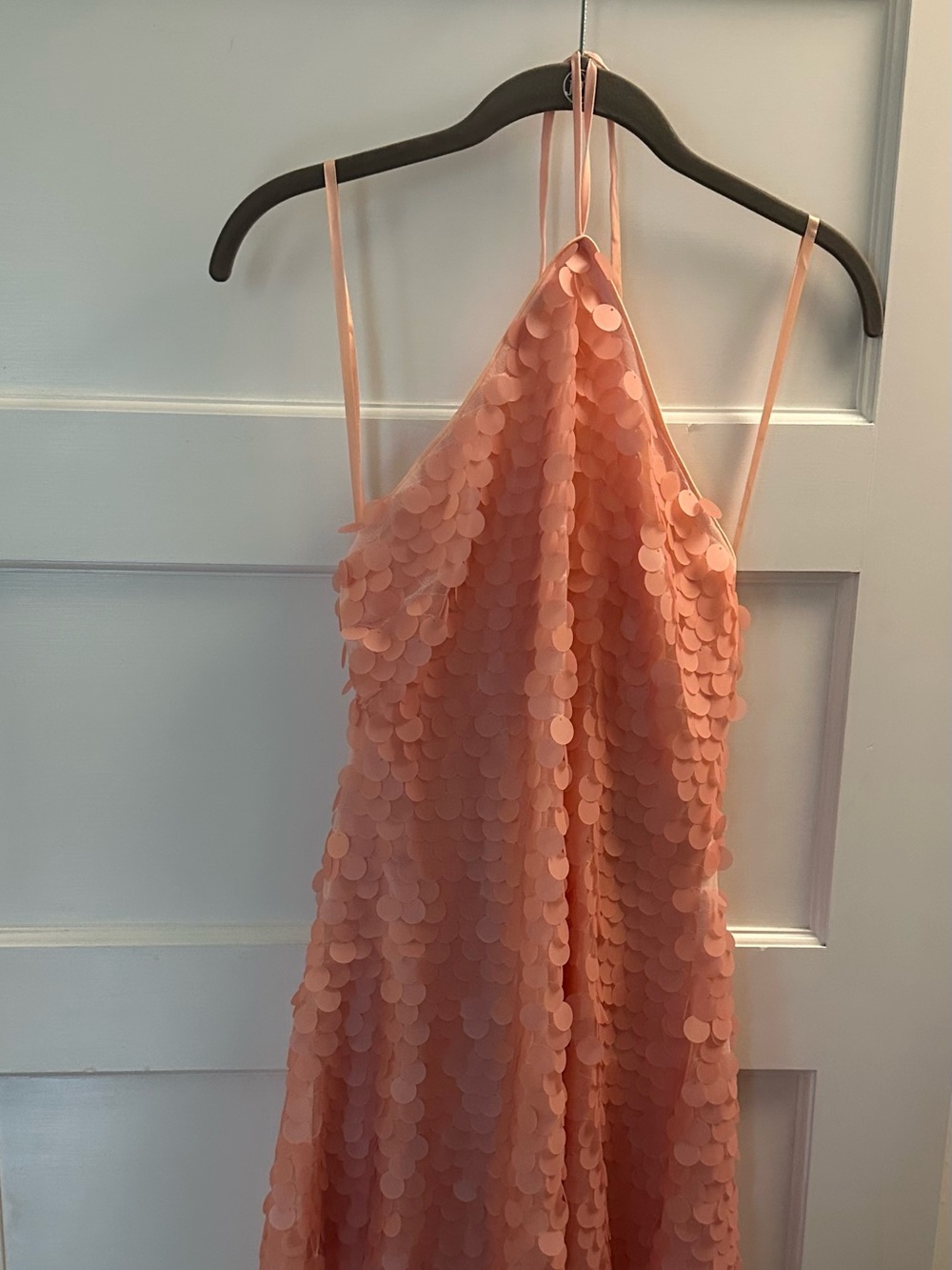 Hello Molly Peach Sequin Halter Mini Dress